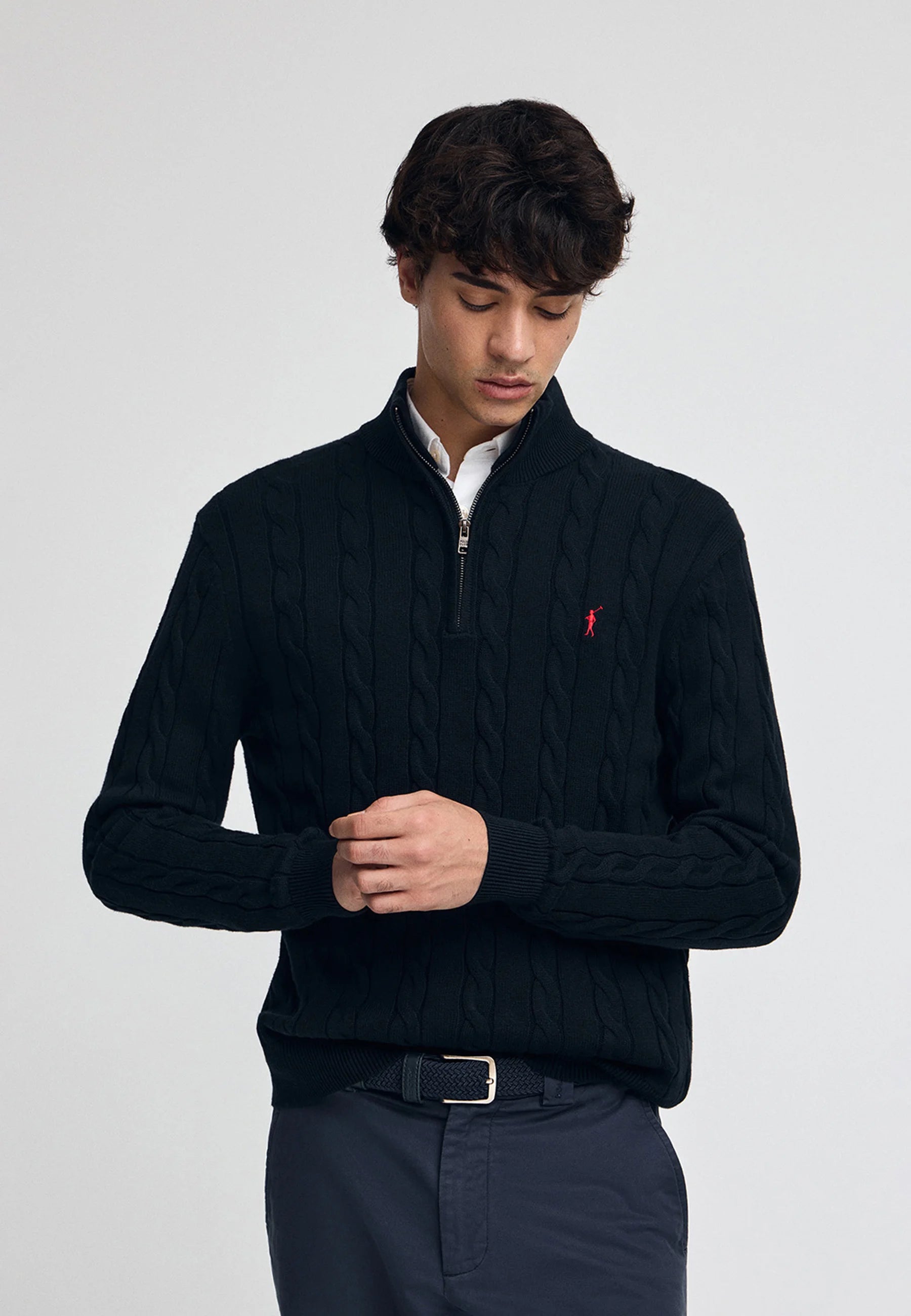 Ralph Lauren CABLE ZIPPER NECK - Jumper - navy