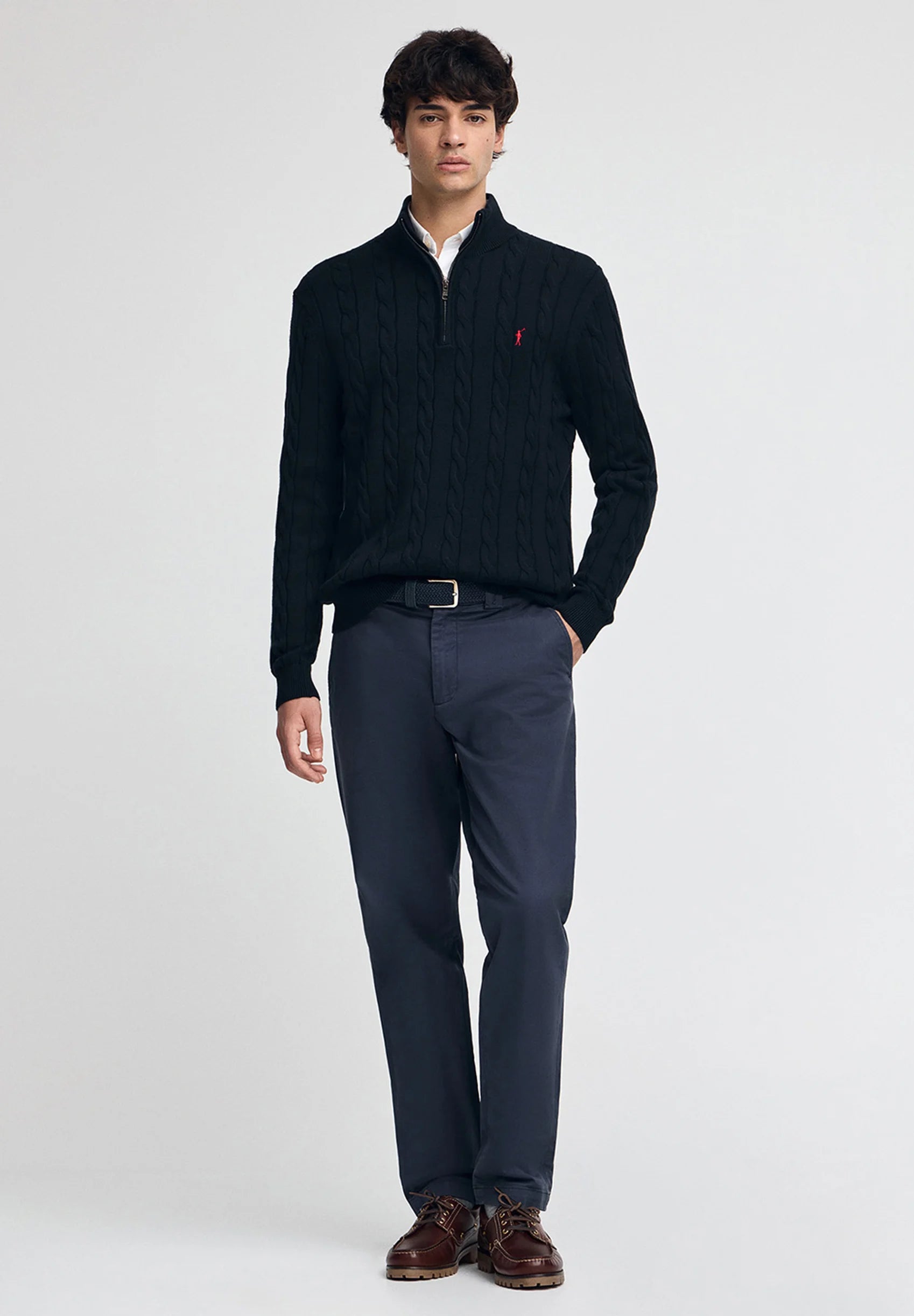 Ralph Lauren CABLE ZIPPER NECK - Jumper - navy