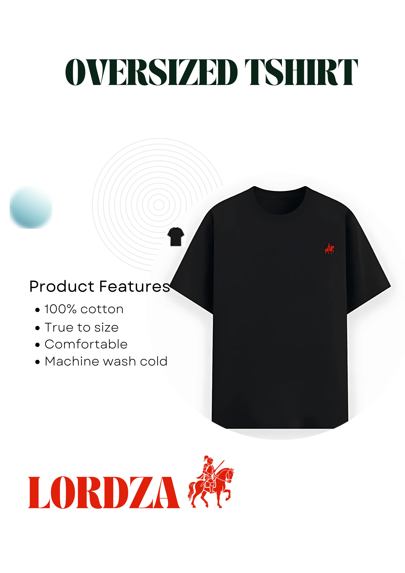 LORDZA Signature Emblem Oversized Standard Crew T-Shirt Oversized Standard T-Shirt