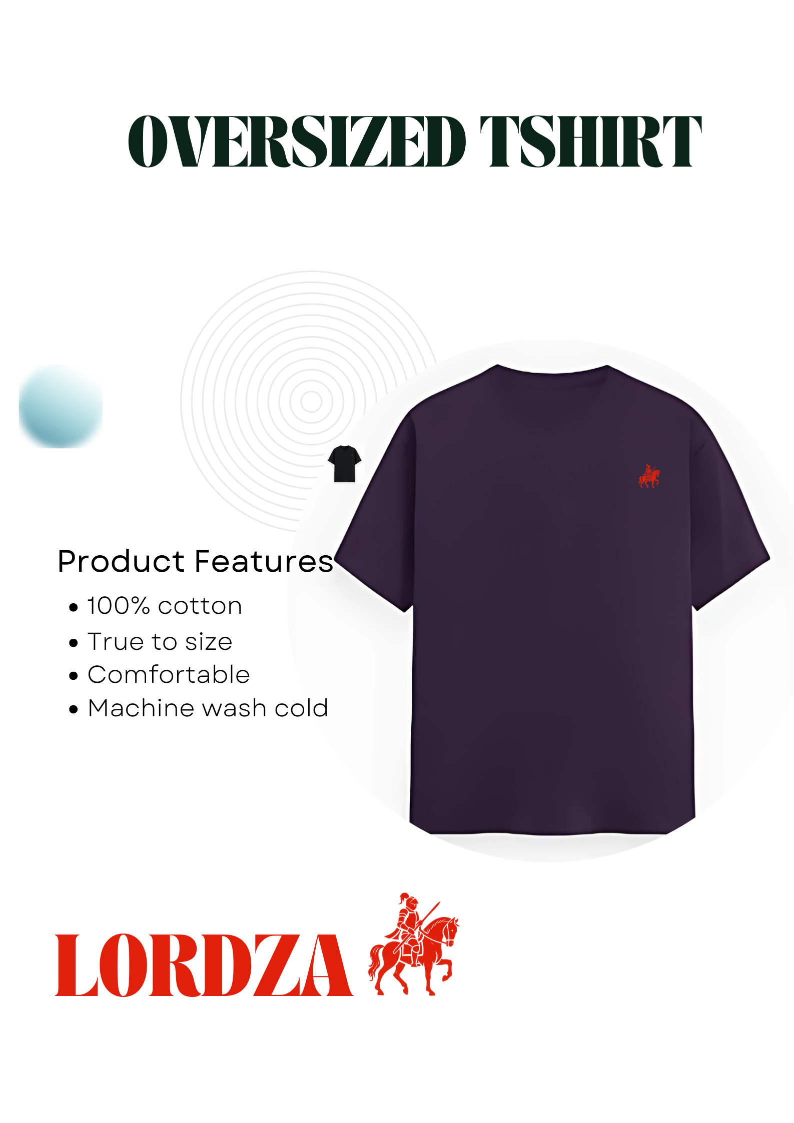 LORDZA Signature Emblem Oversized Standard Crew T-Shirt Oversized Standard T-Shirt