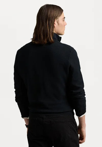 Ralph Lauren Polo KNIT COTTON QUARTER ZIP JUMPER - Striktrøje - black