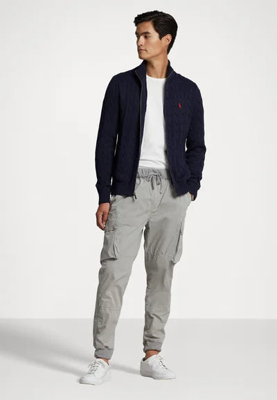 Ralph Lauren Polo CABLE-KNIT COTTON FULL-ZIP JUMPER - Cardigan - hunter navy