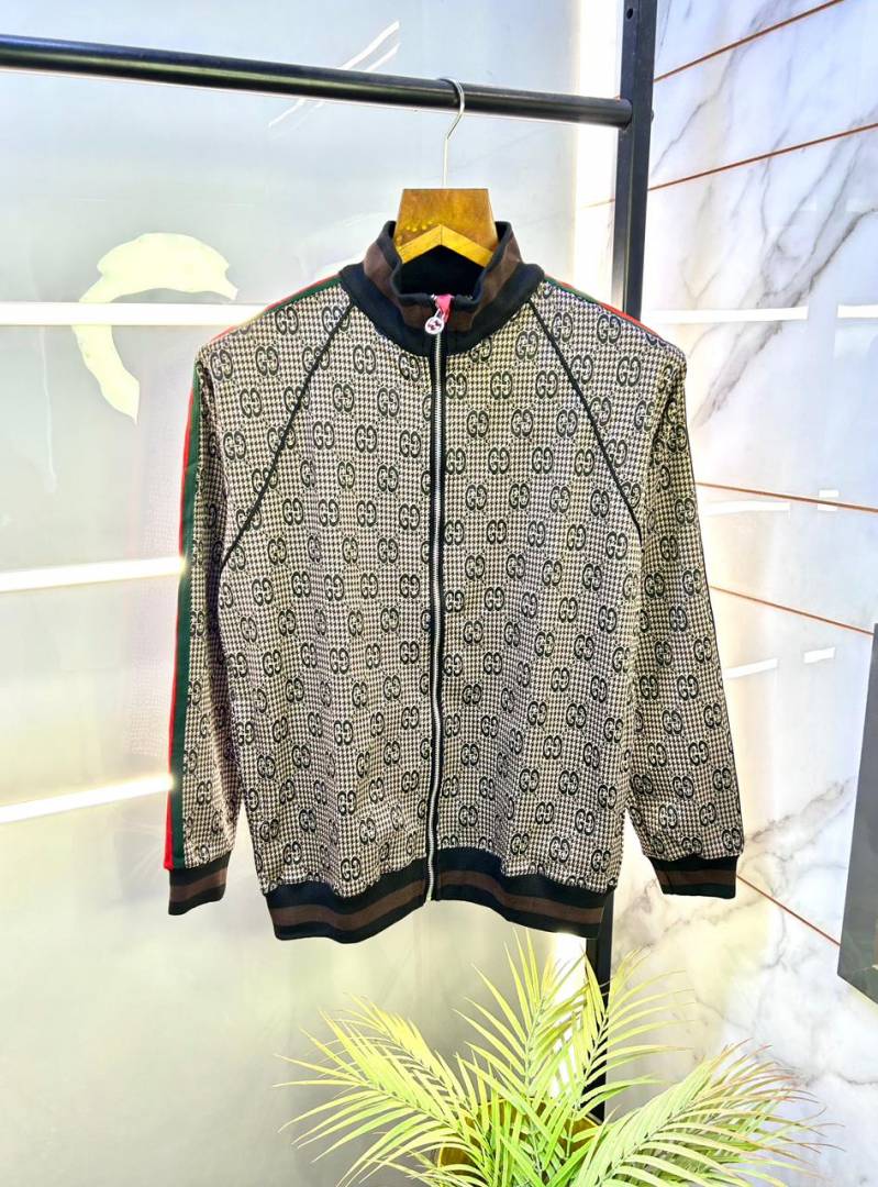 Gucc  Grey Monogram Super Premium Track Suit With Brand Carry Bag F3149-GY