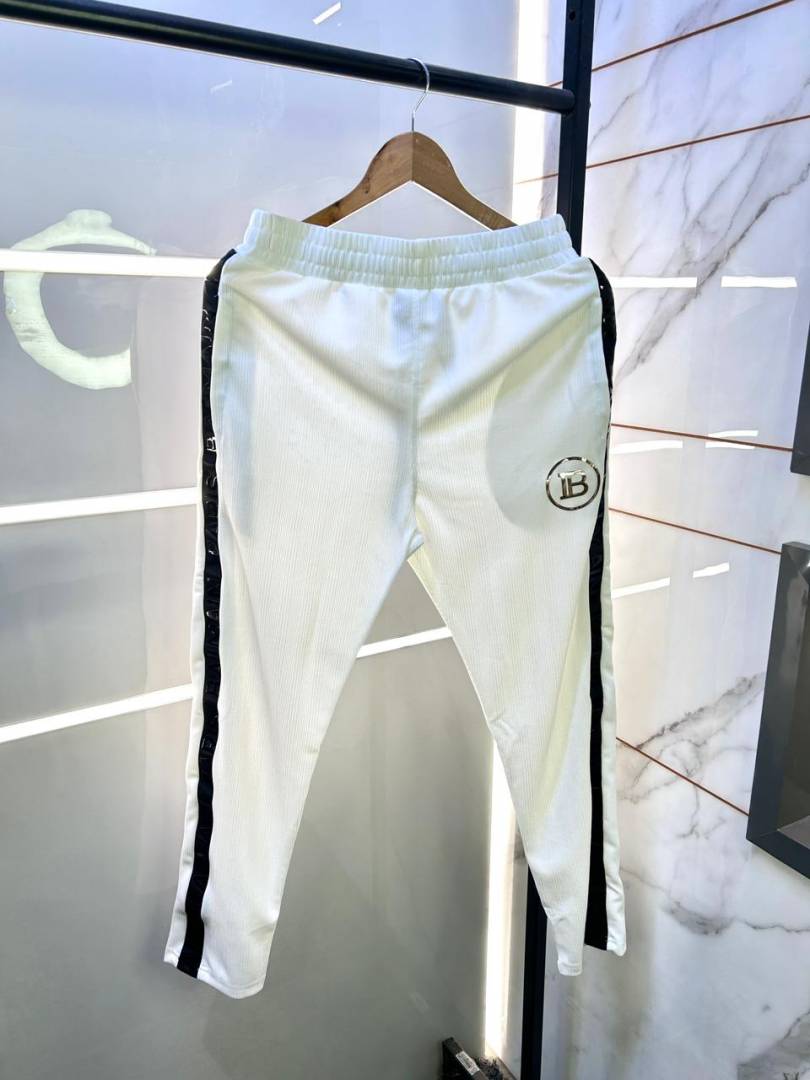 Balmai n Paris White Embossed Print Premium Track Suit Brand Carry Bag Packing