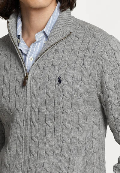 Ralph Lauren Polo  CABLE-KNIT COTTON FULL-ZIP JUMPER - Cardigan - fawn grey heather