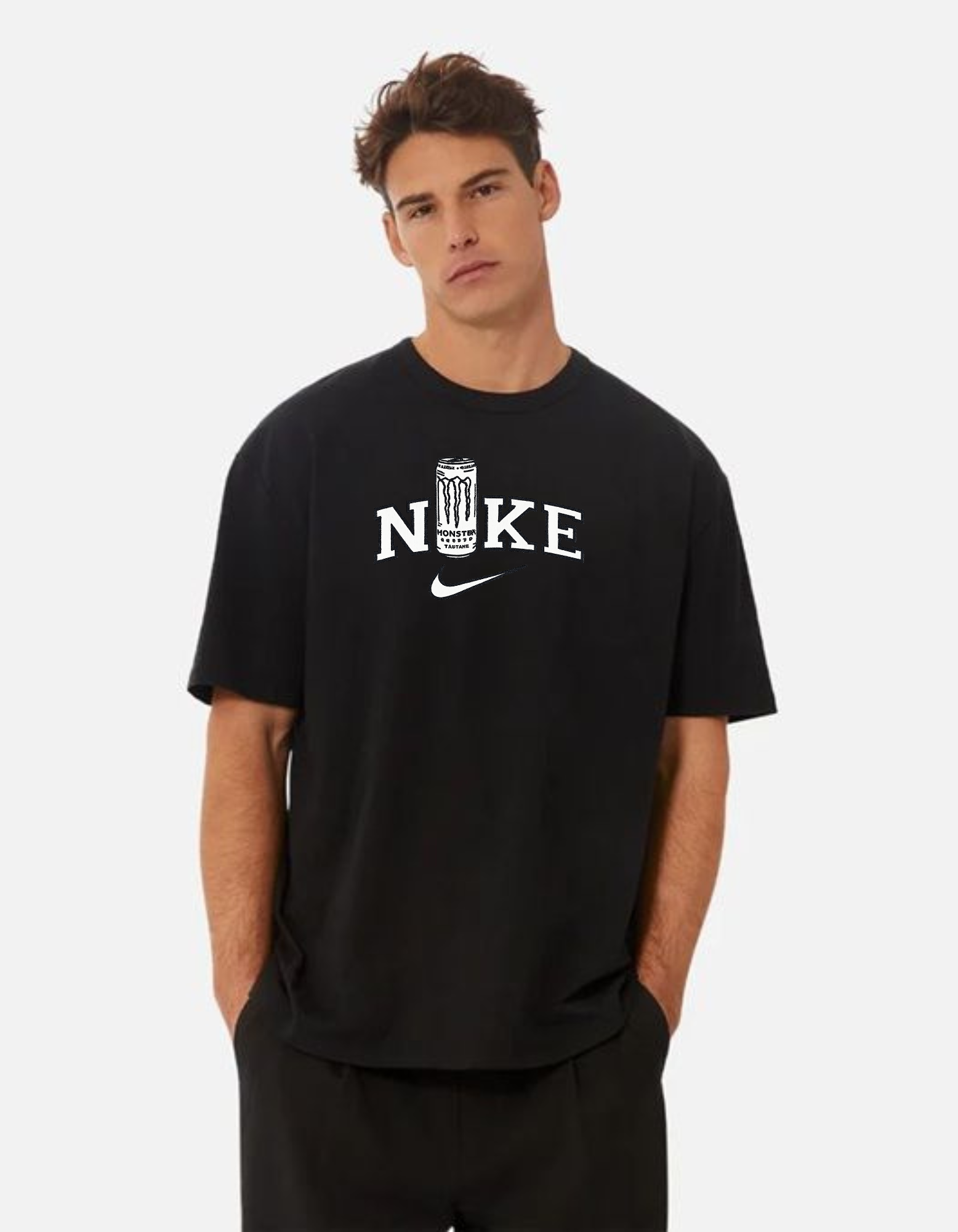 Graphic T-Shirt with Nike x Monster Energy Parody Print