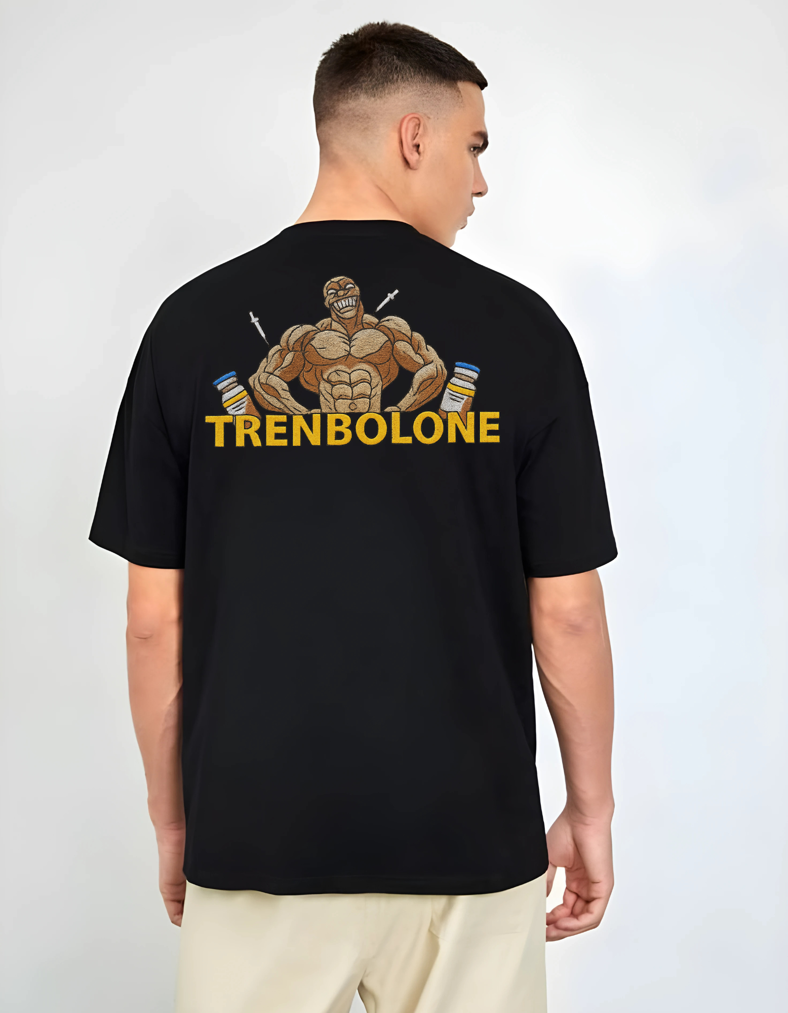 Trenbolone Embroidery Print Oversized T-Shirt (All-Body Fit | Back Design)
