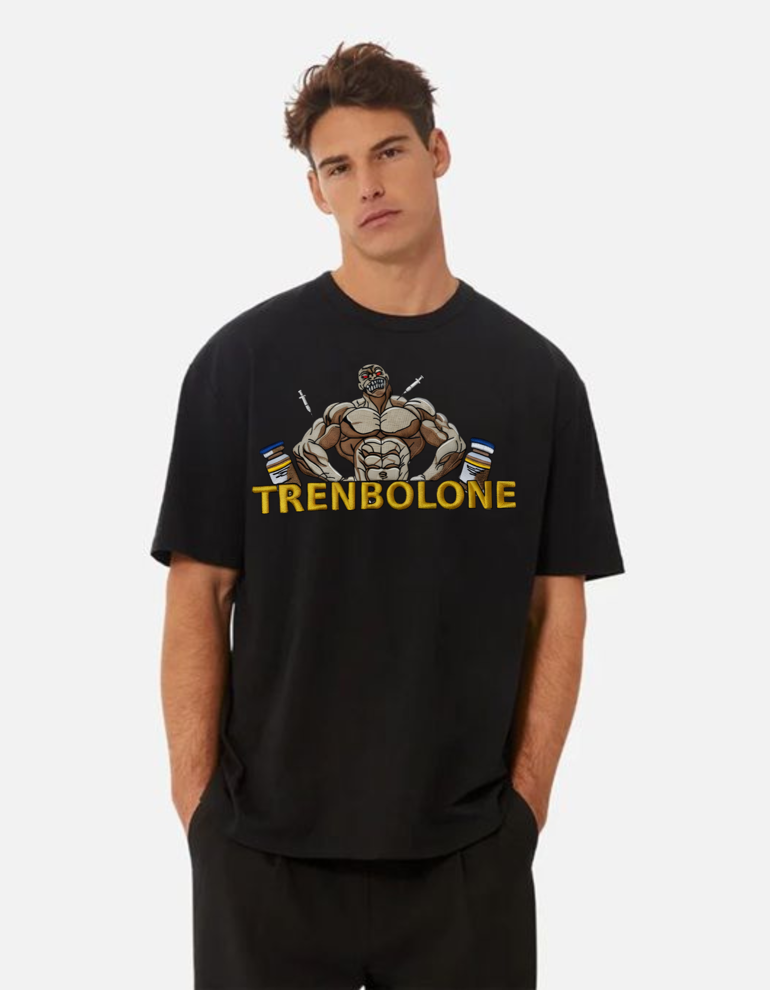 Trenbolone Embroidery Print Oversized T-Shirt