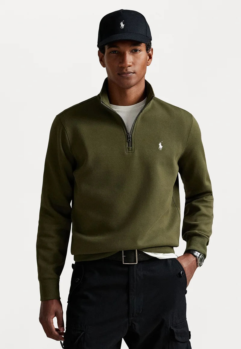 Ralph Lauren Polo  DOUBLE-KNIT QUARTER-ZIP PULLOVER - Sweatshirt - company olive
