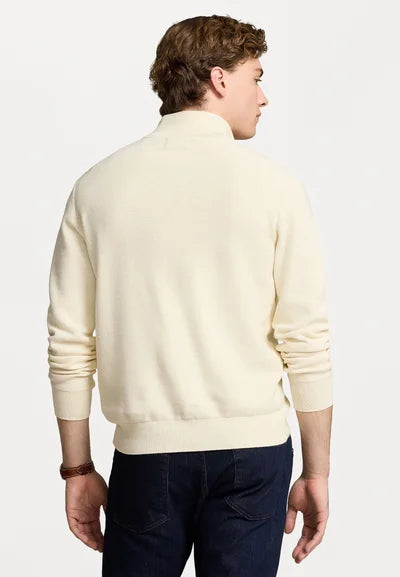 Ralph Lauren Polo  KNIT COTTON QUARTER ZIP JUMPER - Striktrøje - herbal milk