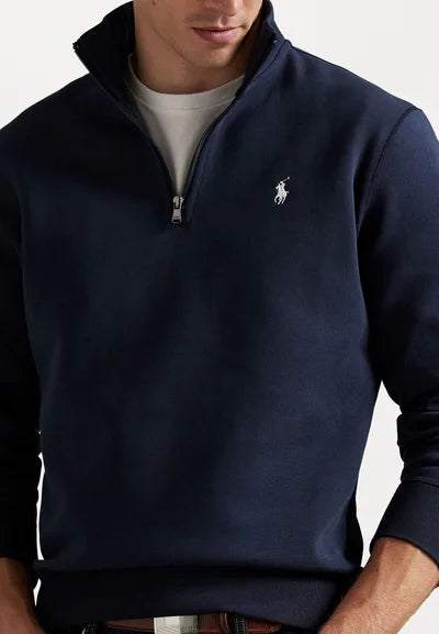 Ralph Lauren Polo DOUBLE-KNIT QUARTER-ZIP PULLOVER - Sweatshirt - aviator navy