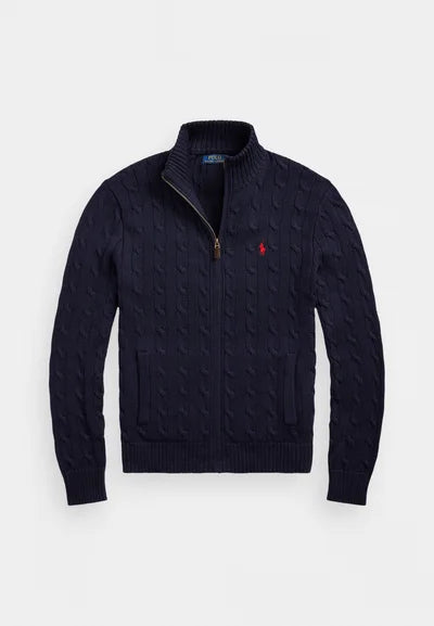 Ralph Lauren Polo CABLE-KNIT COTTON FULL-ZIP JUMPER - Cardigan - hunter navy