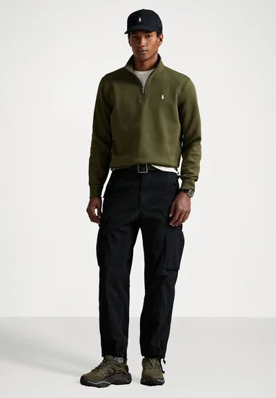 Ralph Lauren Polo  DOUBLE-KNIT QUARTER-ZIP PULLOVER - Sweatshirt - company olive