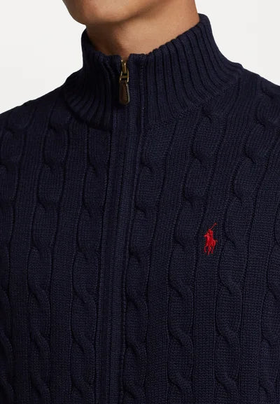 Ralph Lauren Polo CABLE-KNIT COTTON FULL-ZIP JUMPER - Cardigan - hunter navy