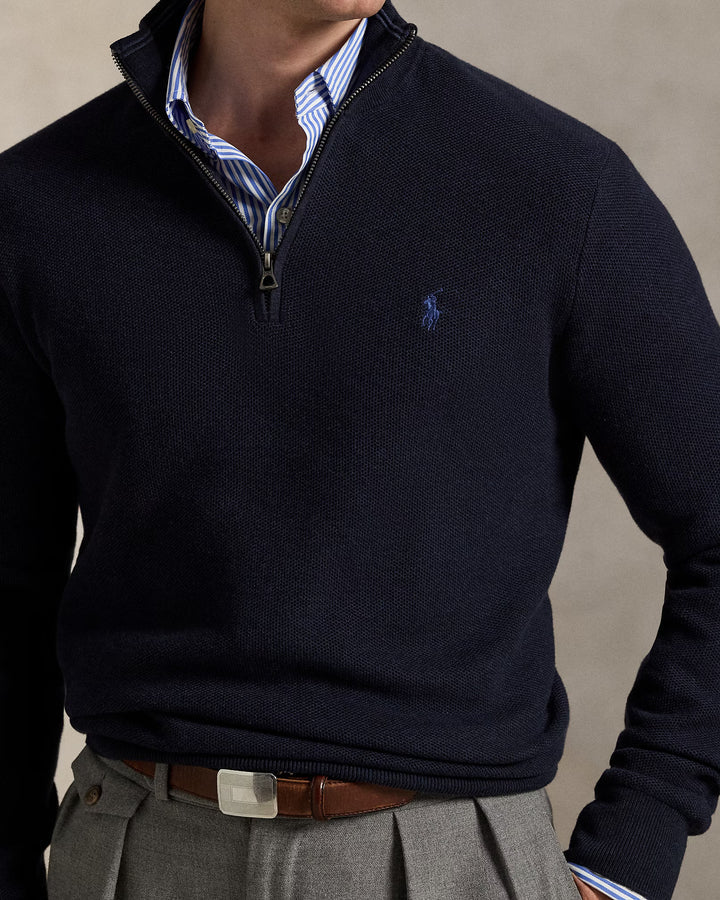 RL Cable-Knit Cotton Quarter-Zip Jumper