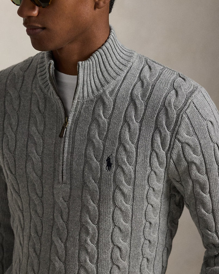 RL Cable-Knit Cotton Quarter-Zip Jumper