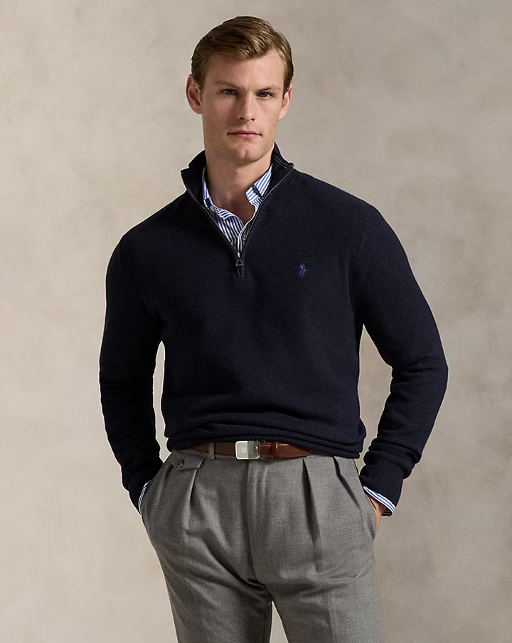 RL Cable-Knit Cotton Quarter-Zip Jumper