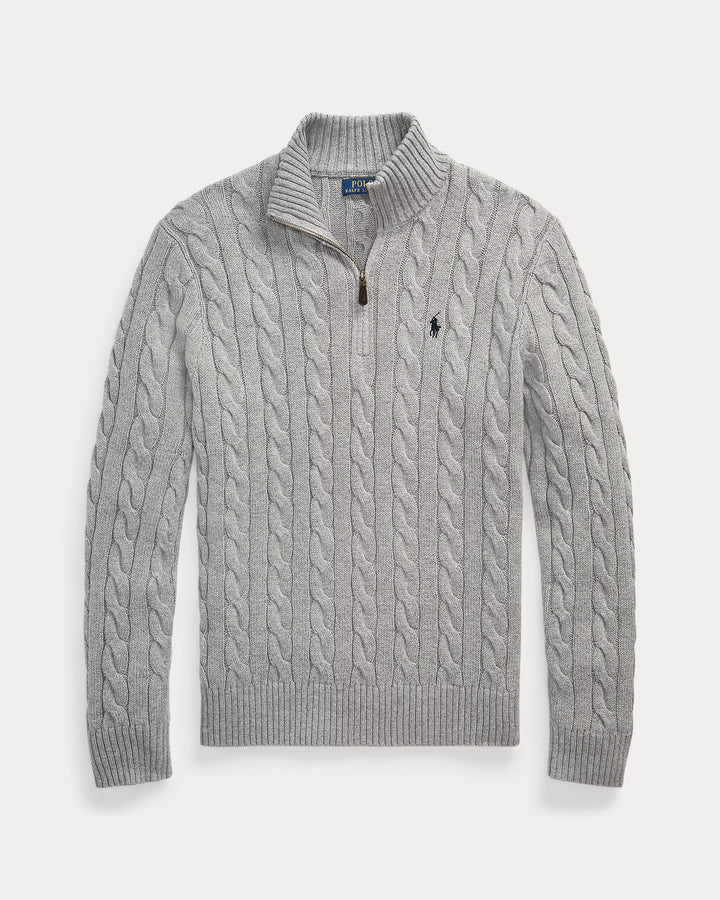 RL Cable-Knit Cotton Quarter-Zip Jumper