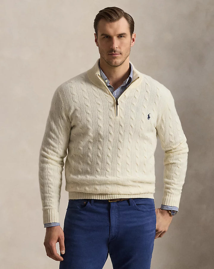 RL Cable-Knit Cotton Quarter-Zip Jumper