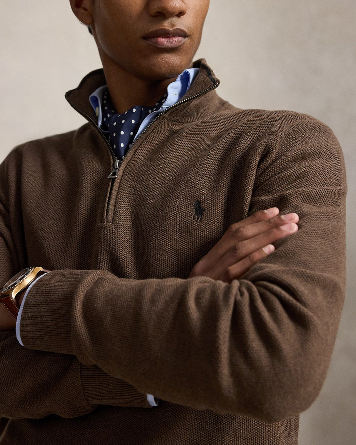 RL Cable-Knit Cotton Quarter-Zip Jumper