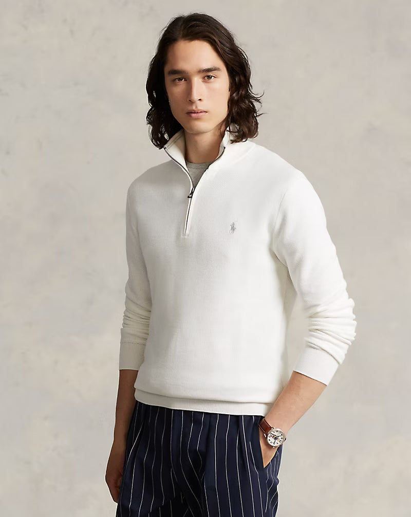 Ralph Lauren Mesh-Knit Cotton Quarter-Zip Jumper