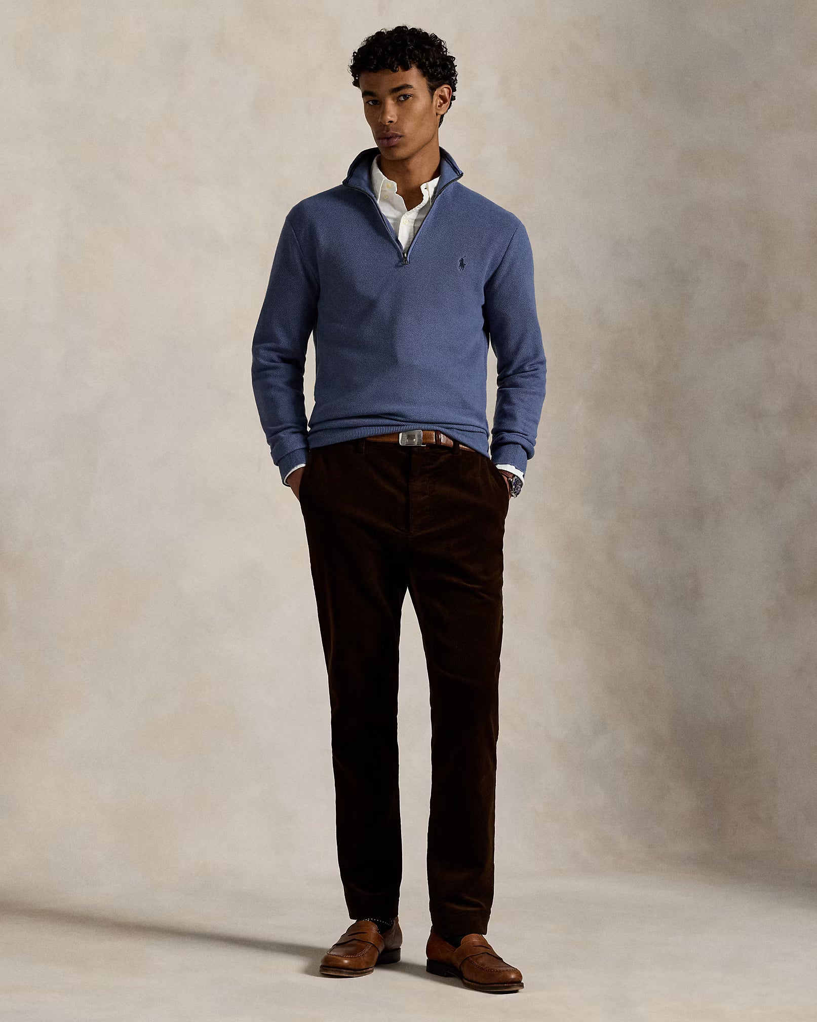 Ralph Lauren Mesh-Knit Cotton Quarter-Zip Jumper