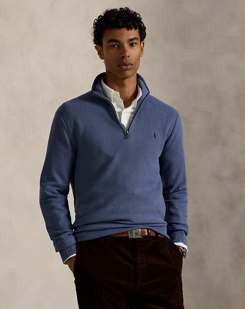 Ralph Lauren Mesh-Knit Cotton Quarter-Zip Jumper