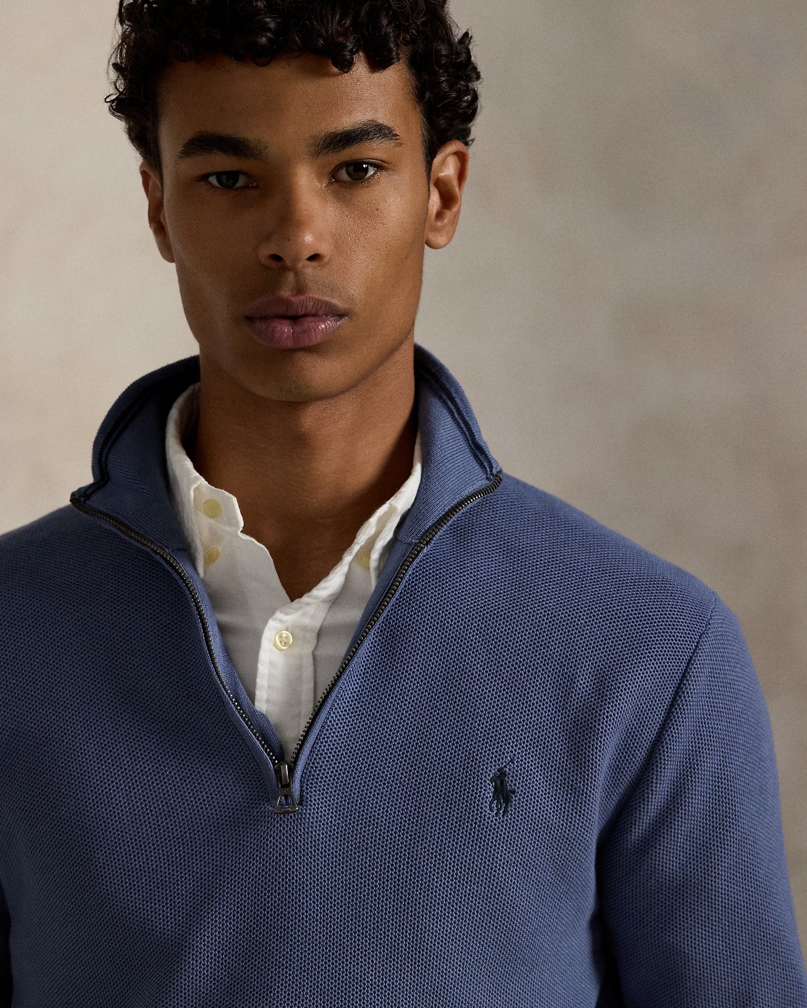 Ralph Lauren Mesh-Knit Cotton Quarter-Zip Jumper