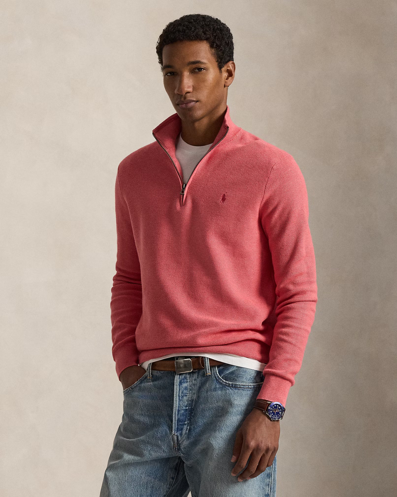 Ralph Lauren Mesh-Knit Cotton Quarter-Zip Jumper – Premium Lightweight Luxe