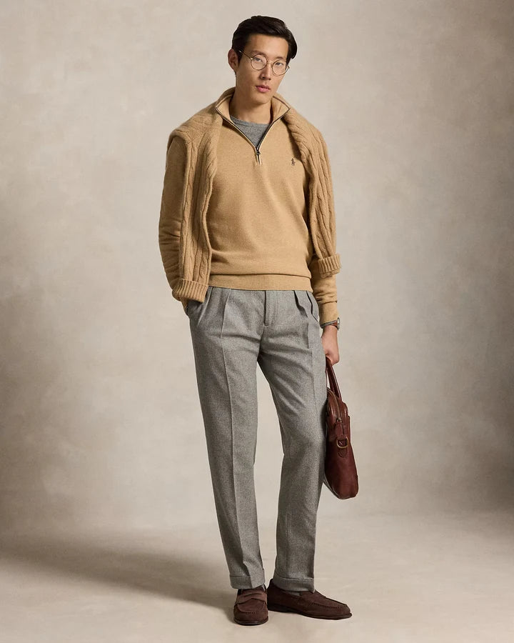 RL Cable-Knit Cotton Quarter-Zip Jumper