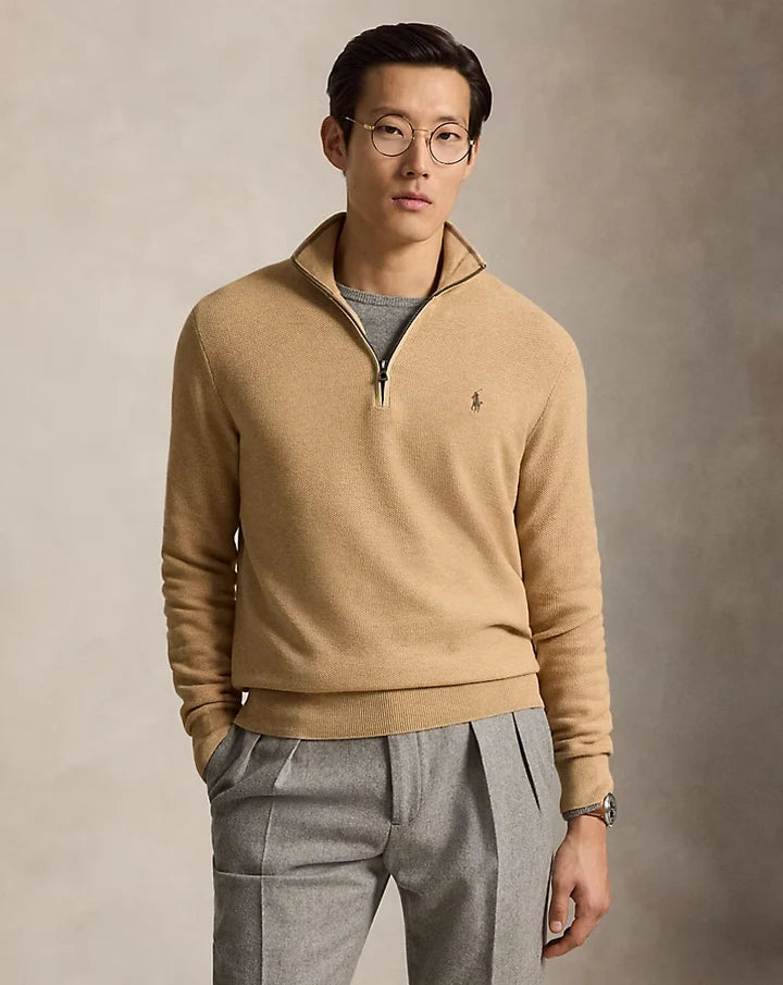 RL Cable-Knit Cotton Quarter-Zip Jumper