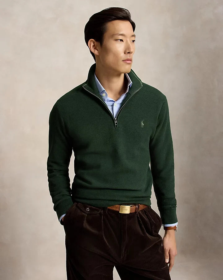 RL Cable-Knit Cotton Quarter-Zip Jumper
